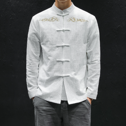 Oversized Linen Shirt with Embroidery