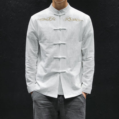 Oversized Linen Shirt with Embroidery